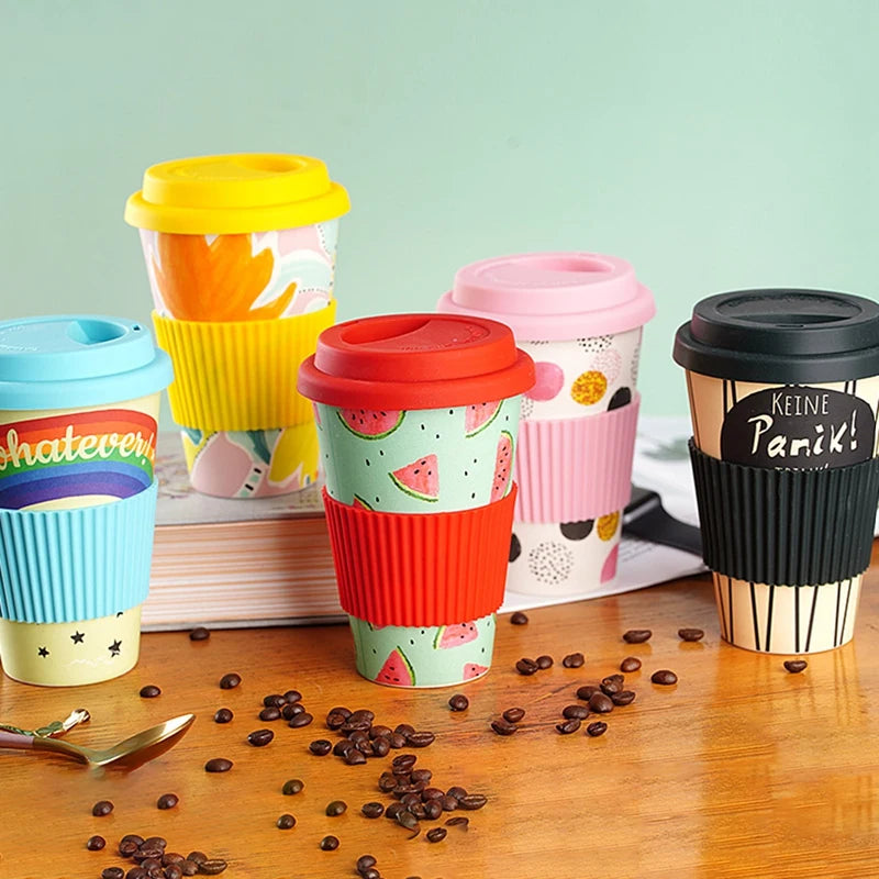 Eco-Friendly Reusable Bamboo Travel Cup with Lid 470ML
