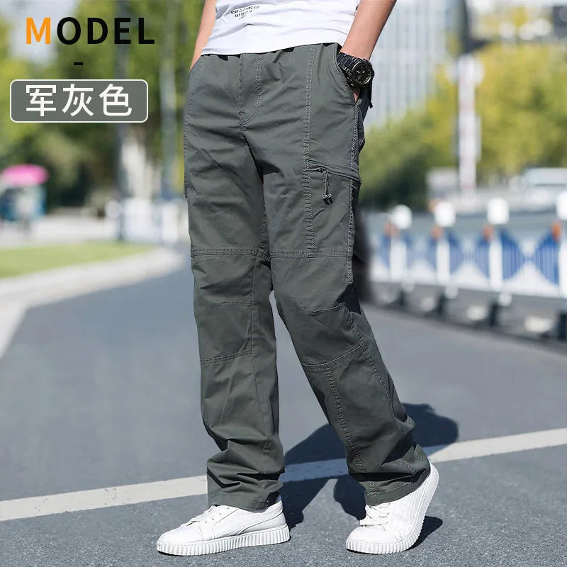 Zyvomart Men's Cotton Cargo Pants Large Size Casual Work Wear Climbing Joggers