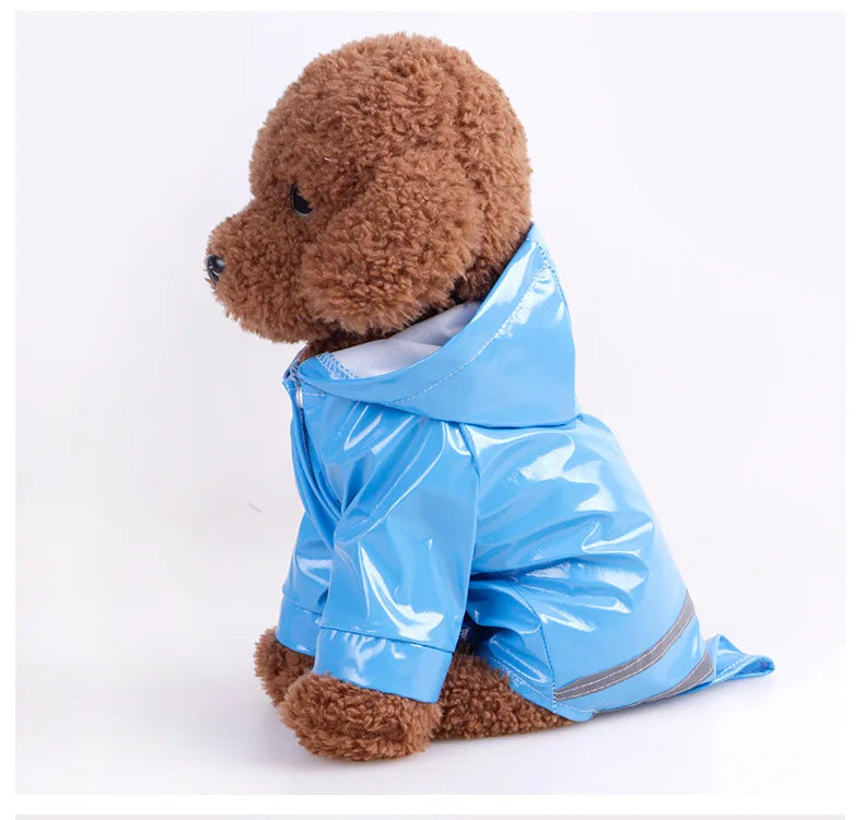 Zyvomart Summer Outdoor Waterproof Puppy Raincoat - PU Hooded Safety Jacket for Dogs & Cats
