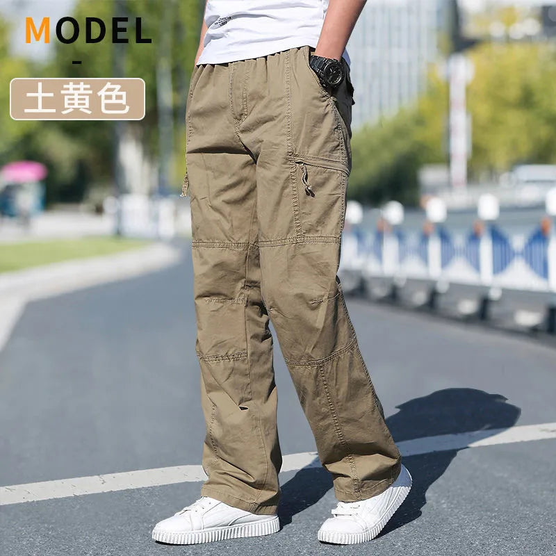 Zyvomart Men's Cotton Cargo Pants Large Size Casual Work Wear Climbing Joggers