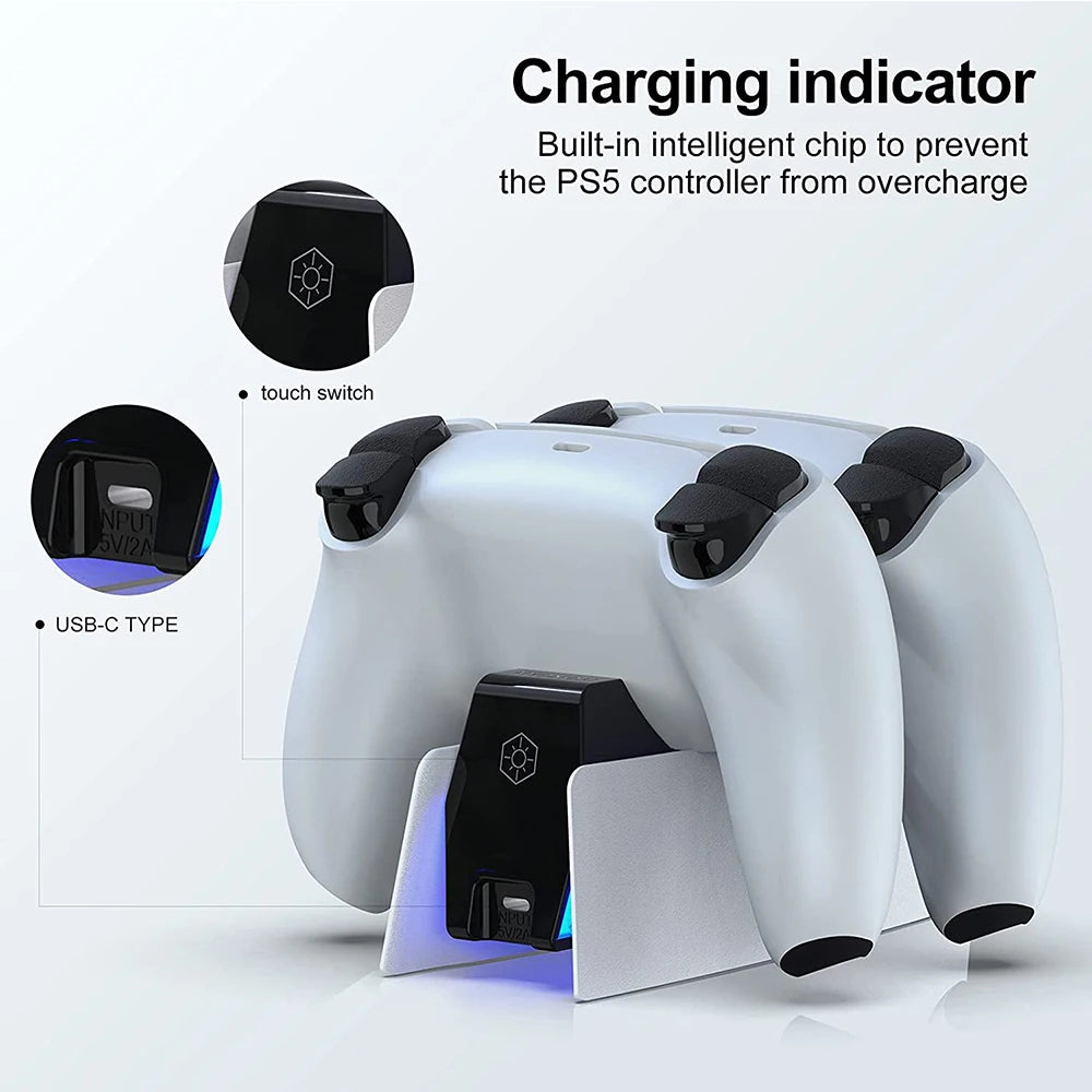 Zyvomart PS5 Type-C DualSense Charging Station Dual Dock Charger Stand