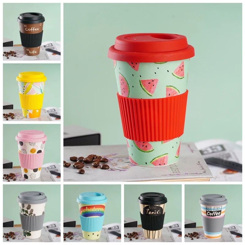 Eco-Friendly Reusable Bamboo Travel Cup with Lid 470ML