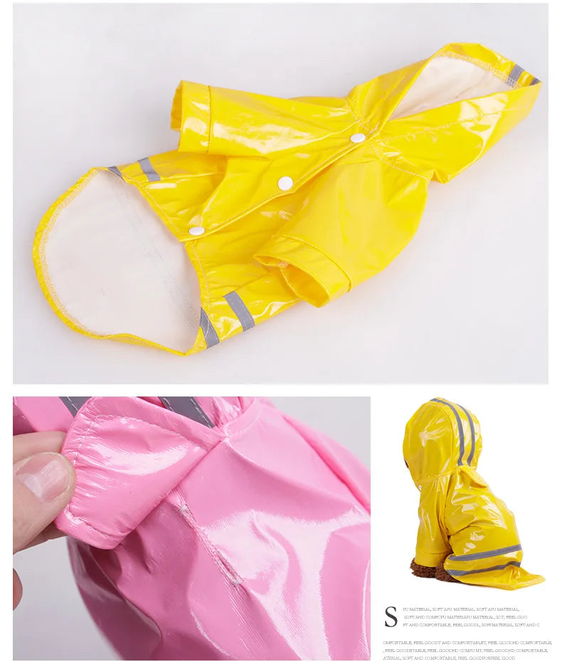 Zyvomart Summer Outdoor Waterproof Puppy Raincoat - PU Hooded Safety Jacket for Dogs & Cats