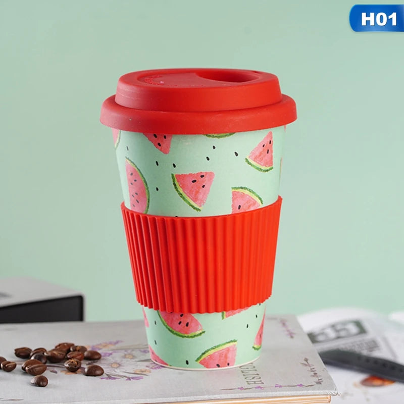 Eco-Friendly Reusable Bamboo Travel Cup with Lid 470ML
