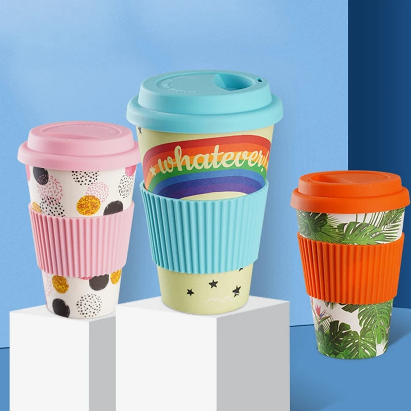 Eco-Friendly Reusable Bamboo Travel Cup with Lid 470ML