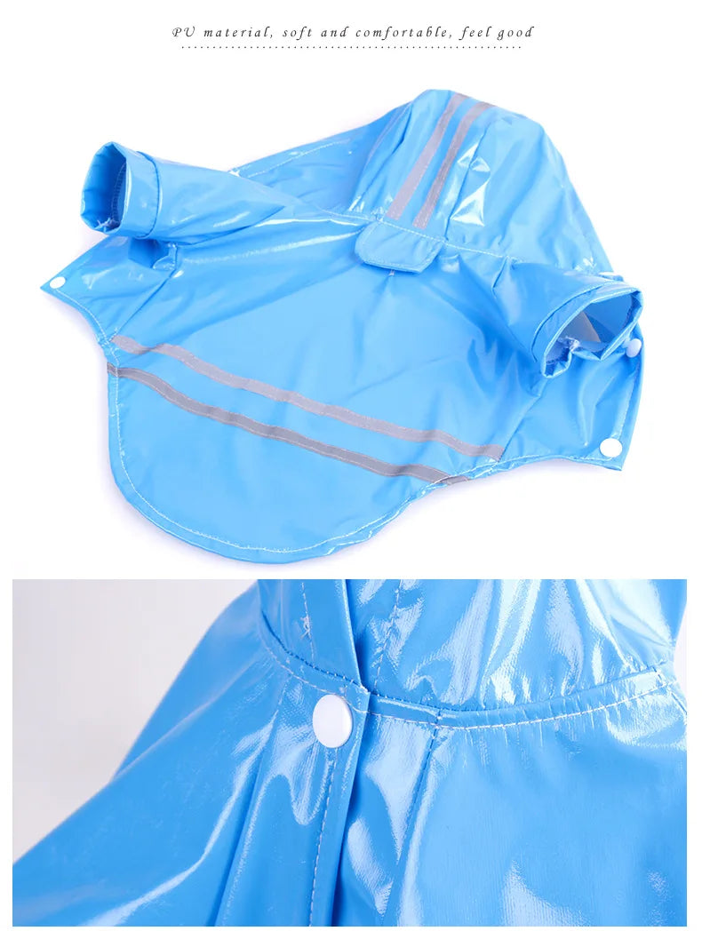 Zyvomart Summer Outdoor Waterproof Puppy Raincoat - PU Hooded Safety Jacket for Dogs & Cats