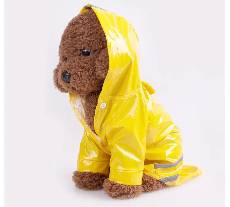 Zyvomart Summer Outdoor Waterproof Puppy Raincoat - PU Hooded Safety Jacket for Dogs & Cats