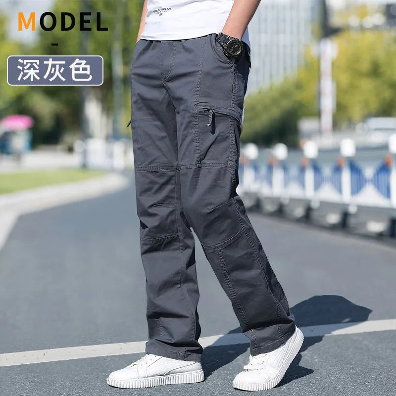 Zyvomart Men's Cotton Cargo Pants Large Size Casual Work Wear Climbing Joggers