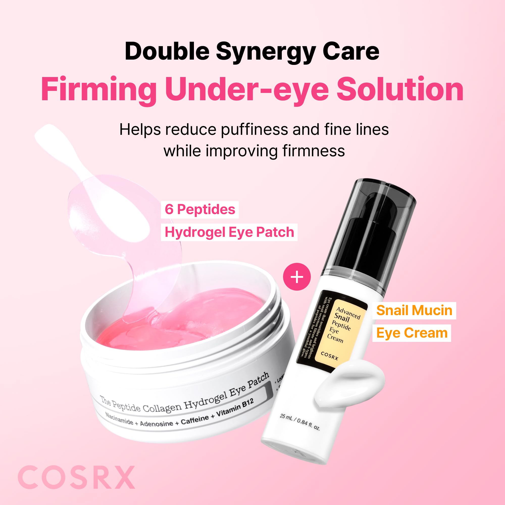 COSRX Pink Peptide Collagen Hydrogel Eye Patches 60pcs - Firming Under Eye Mask for Dark Circles & Puffy Bags