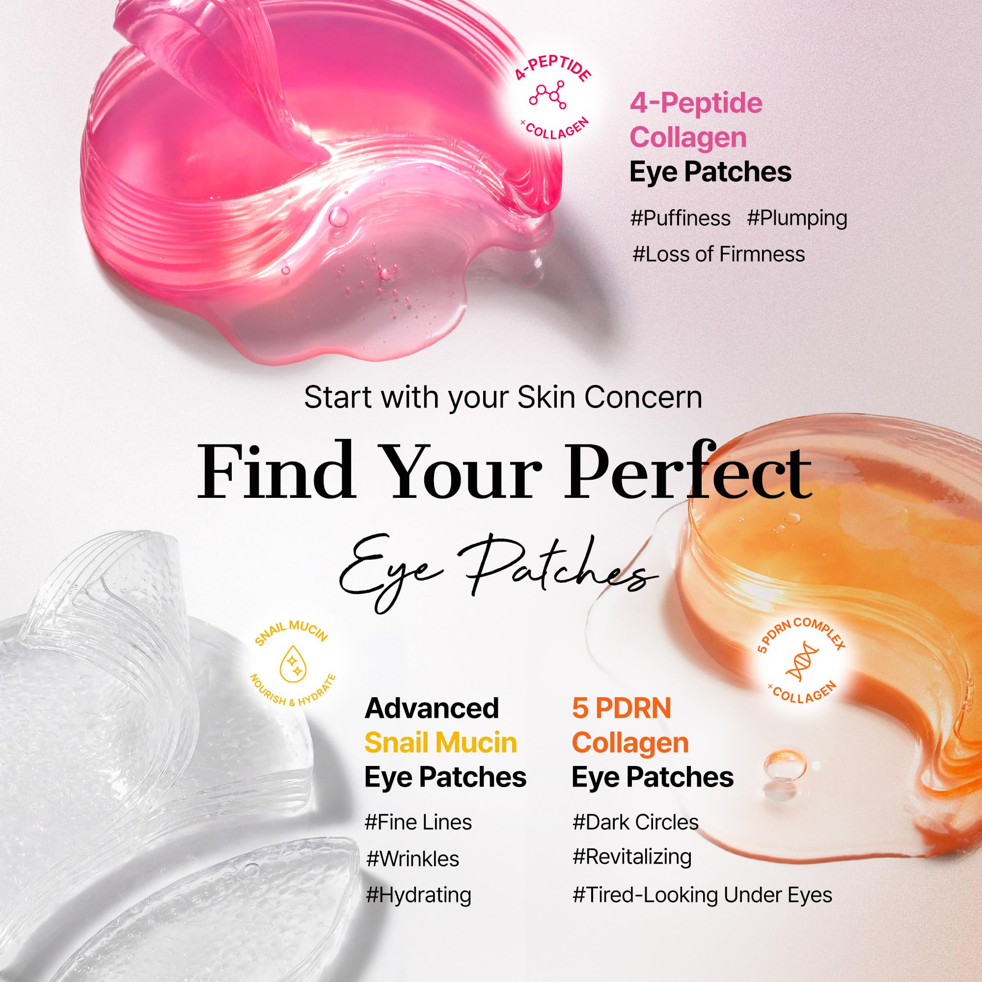 COSRX Pink Peptide Collagen Hydrogel Eye Patches 60pcs - Firming Under Eye Mask for Dark Circles & Puffy Bags