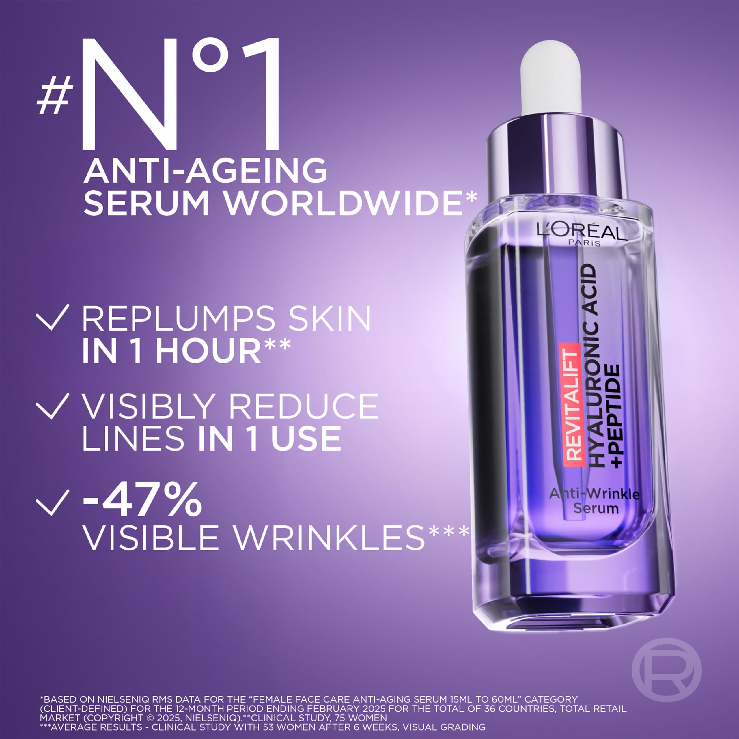 L'Oreal Paris Revitalift Filler 1.5% Pure Hyaluronic Acid Serum - Anti-Wrinkle Deep Hydrating Dropper - 30ml
