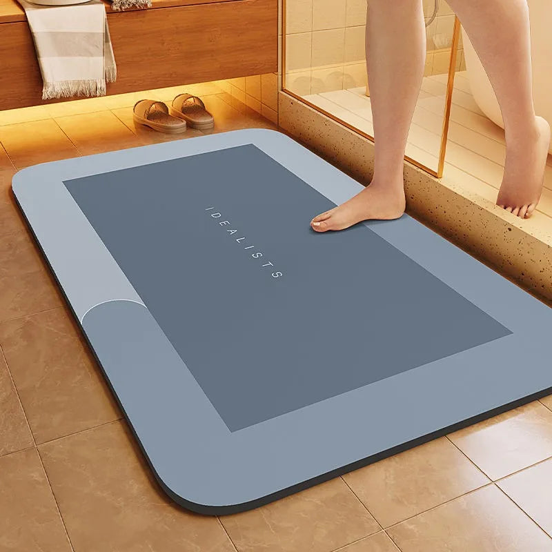 Super Absorbent Diatomite Bath Mat - Quick Dry Non-Slip Floor Rug
