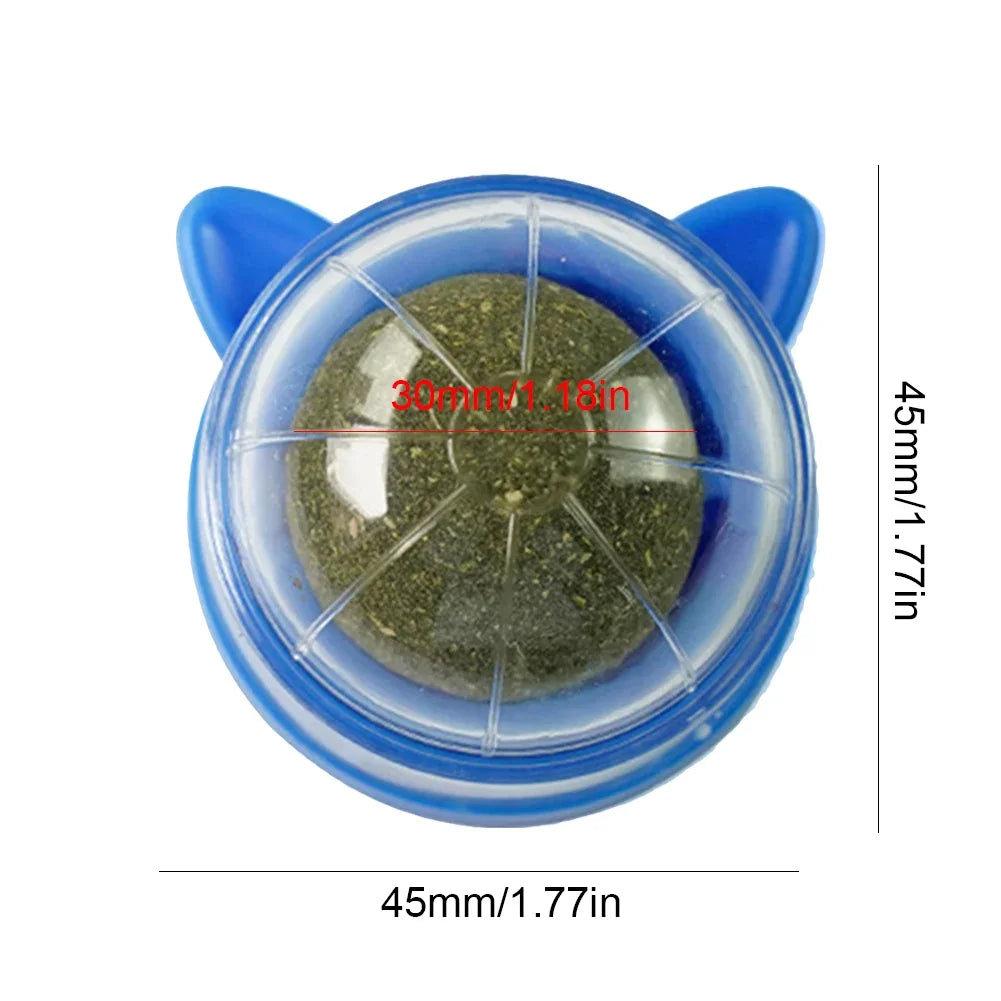 Zyvomart Rotatable Catnip Wall Ball Toy with Cat Grass & Scratcher - Teeth Cleaning Snack Ball