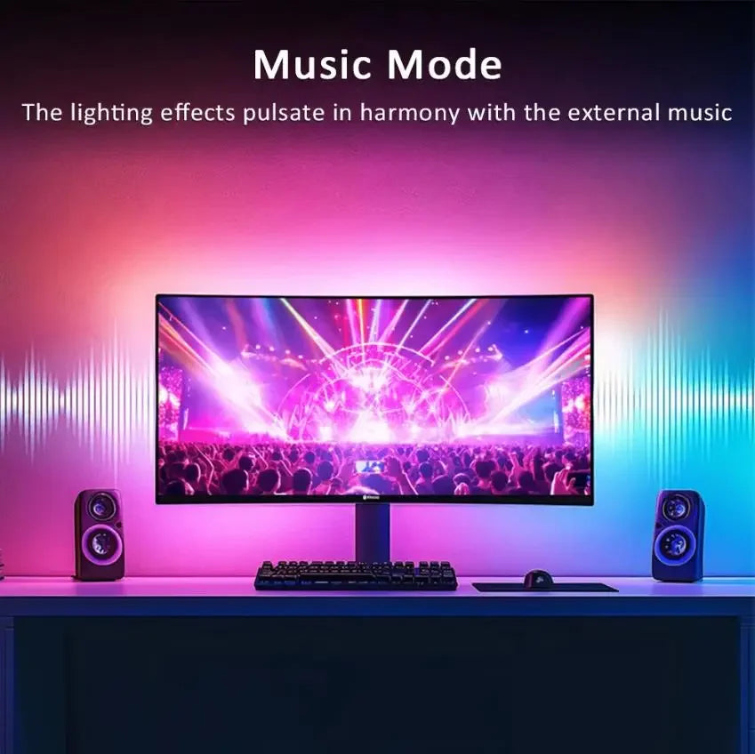 Zyvomart RGBIC Bluetooth Computer Screen Monitor Light Strip App Control