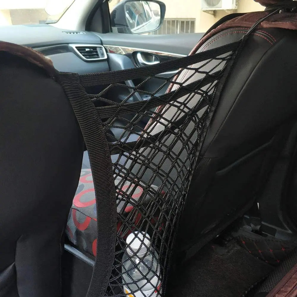 Zyvomart 3-Layer Elastic Mesh Car Storage Net Bag - Auto Interior Seat Organizer & Pet Barrier