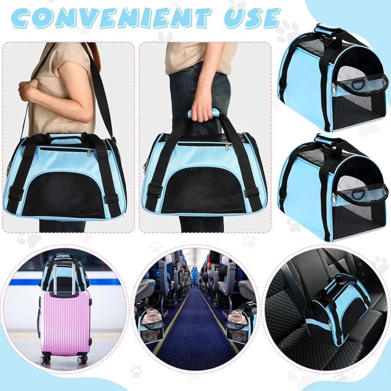 Zyvomart Portable Foldable Pet Carrier Bag - Breathable Mesh Travel Transport Handbag for Cats & Dogs