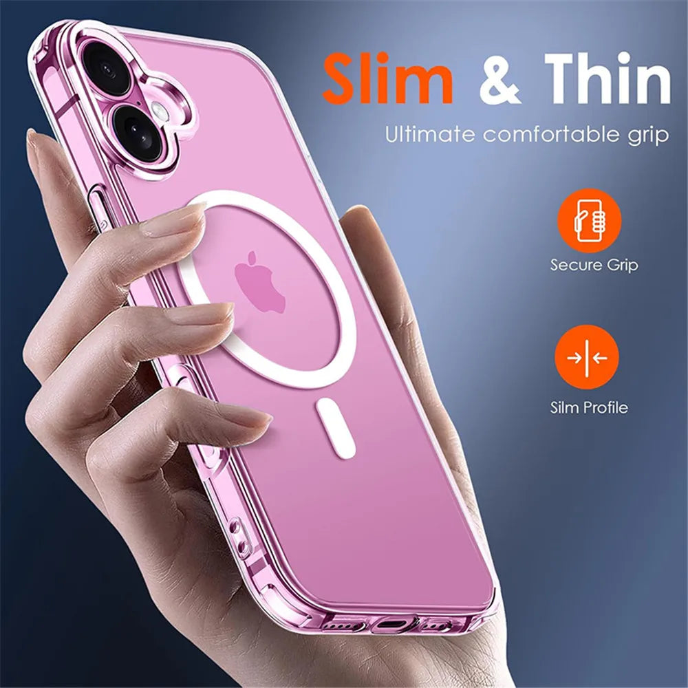 Zyvomart Luxury Transparent Magnetic Case with MagSafe Wireless Charging for iPhone