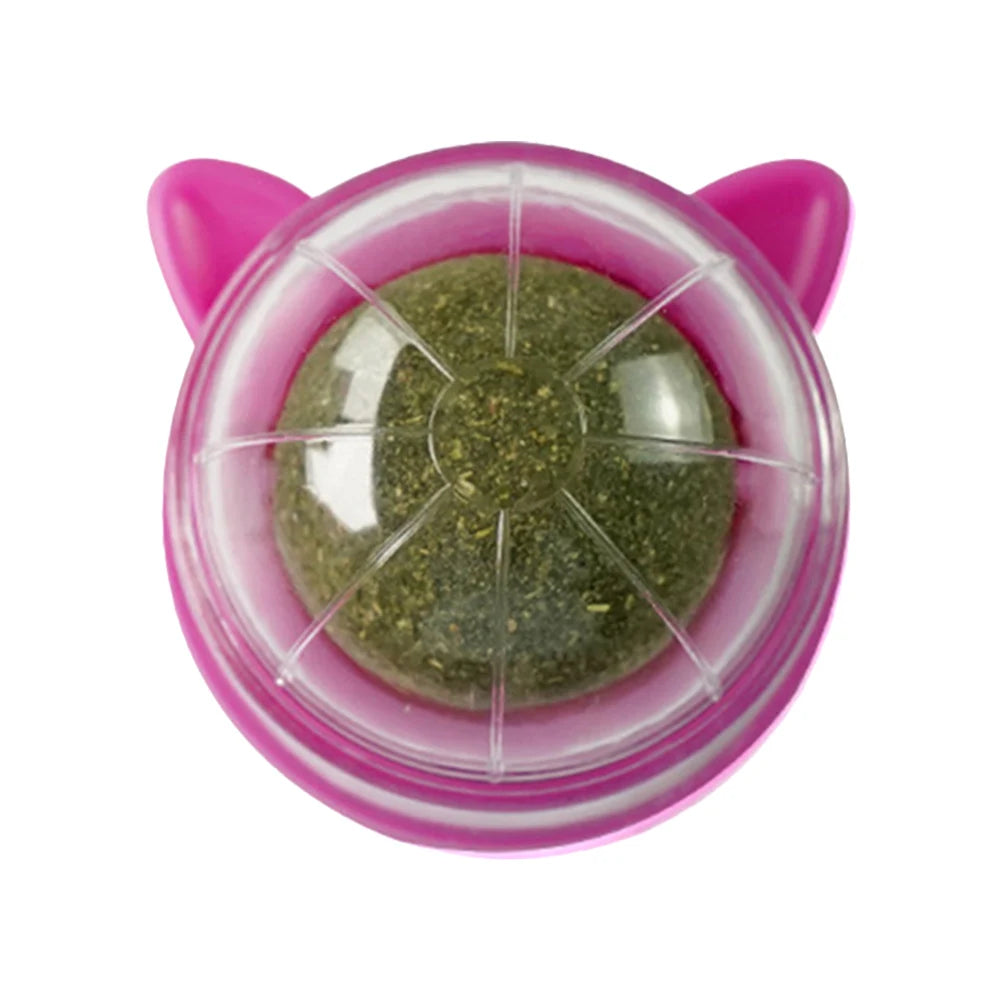 Zyvomart Rotatable Catnip Wall Ball Toy with Cat Grass & Scratcher - Teeth Cleaning Snack Ball