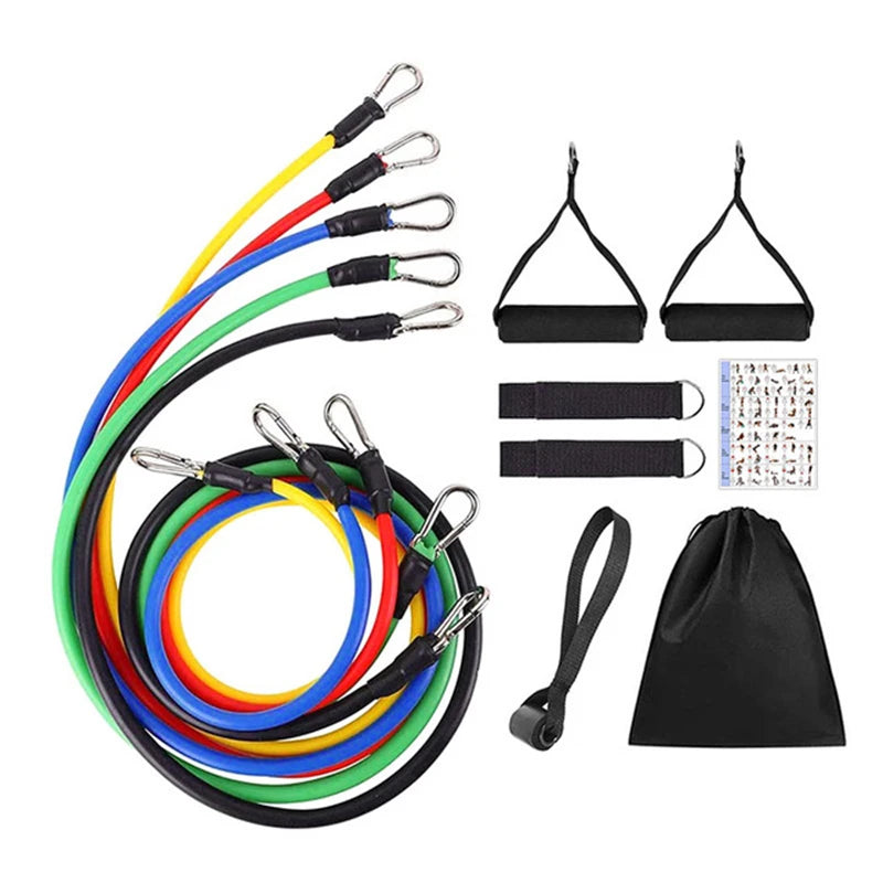 Zyvomart 11Pcs Pull Rope Resistance Bands Set Portable Gym Fitness Equipment