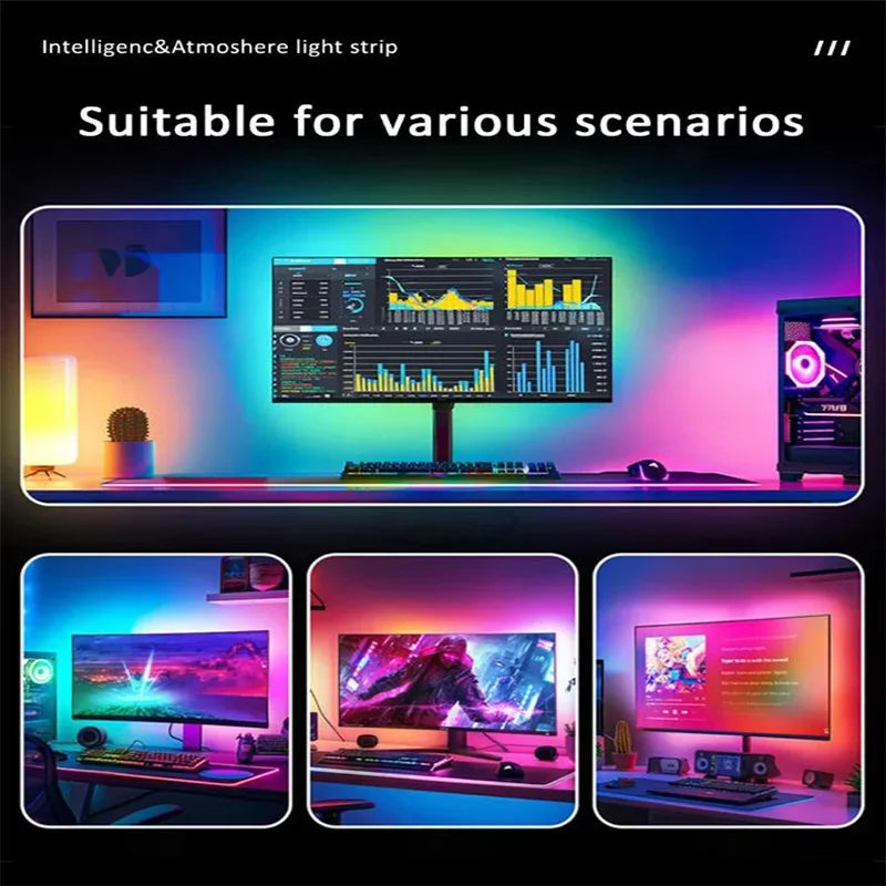 Zyvomart RGBIC Bluetooth Computer Screen Monitor Light Strip App Control