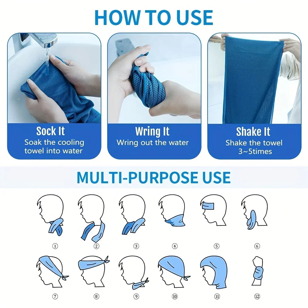 Zyvomart 30×80cm Portable Quick Dry Ice Towel with Bottle Mount Holder