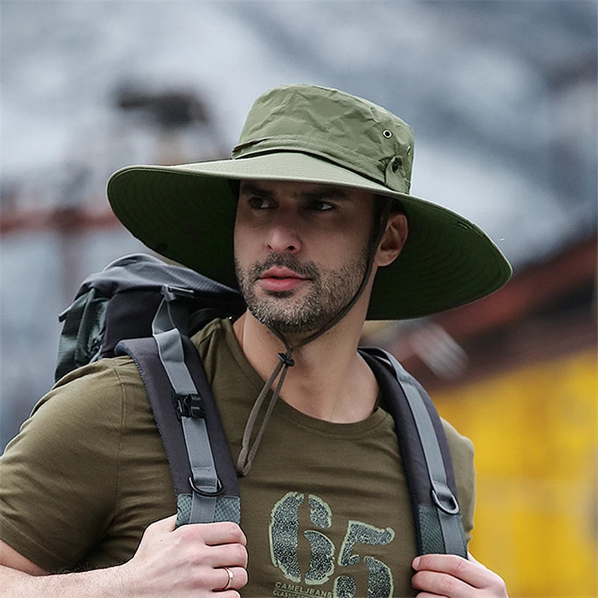 Zyvomart Men's Summer Bucket Hat Mesh Breathable Wide Brim Anti UV Fishing Cap