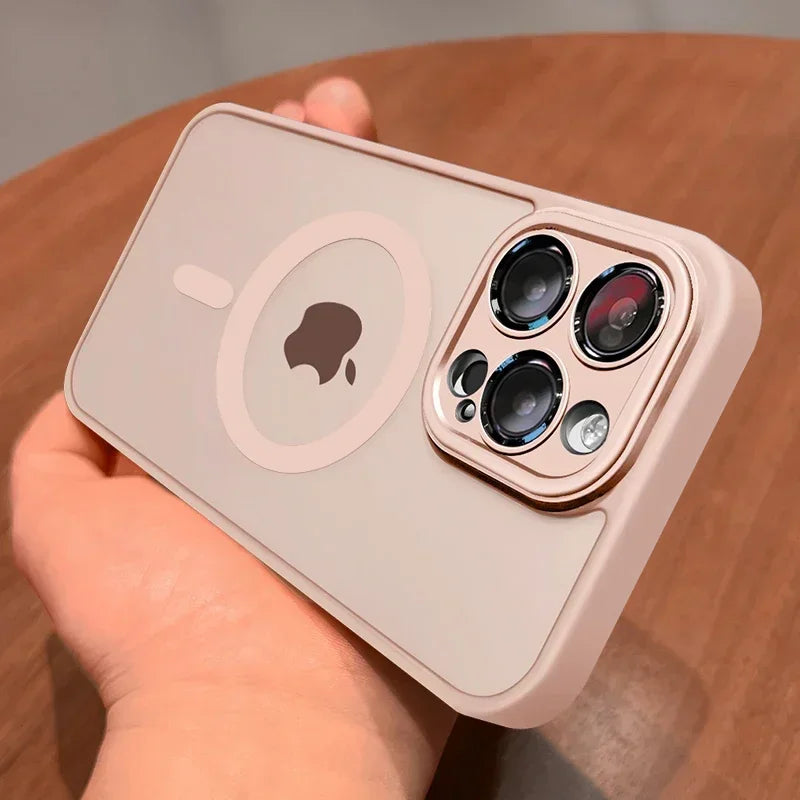Matte Translucent Magnetic Case for iPhone 12-18 Pro Max with Lens Protector