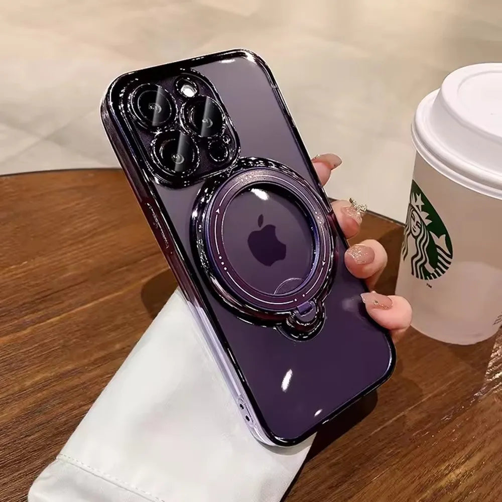Clear Acrylic Magnetic Stand Case for iPhone 11-17 Pro Max
