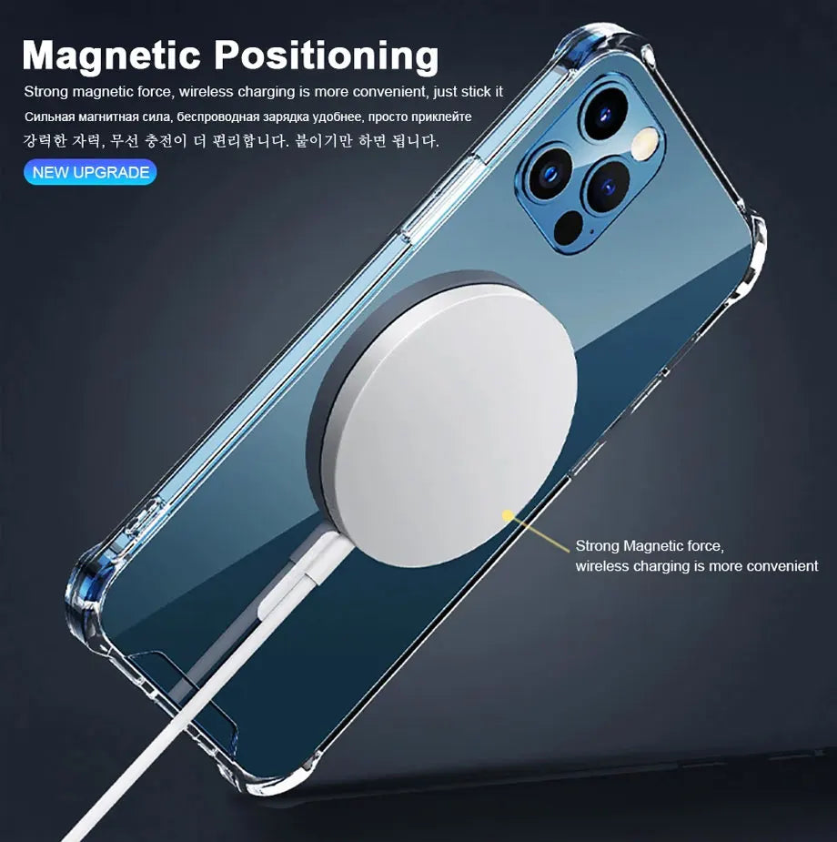 Clear Acrylic Magnetic Shockproof Case for iPhone 11-18 Pro Max