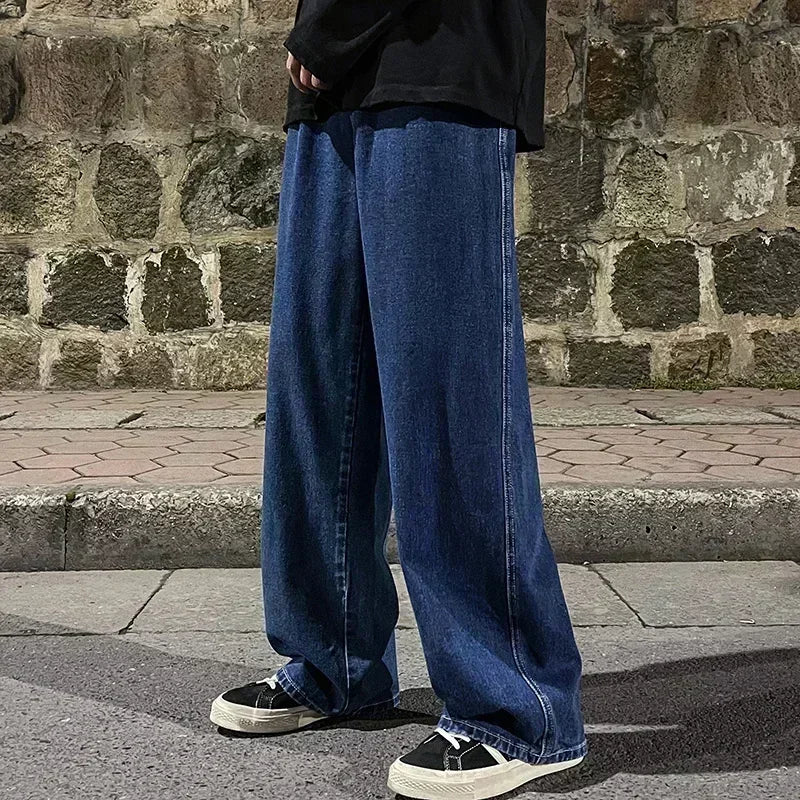 Zyvomart Men's Streetwear Loose Straight Wide Leg Jeans Korean Style Fashion
