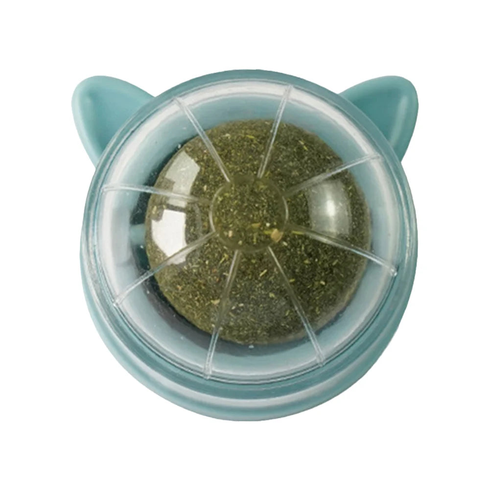 Zyvomart Rotatable Catnip Wall Ball Toy with Cat Grass & Scratcher - Teeth Cleaning Snack Ball