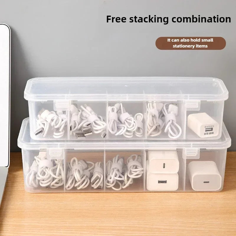 Zyvomart Transparent Data Cable Organizer Box Dustproof Desk Clutter Case