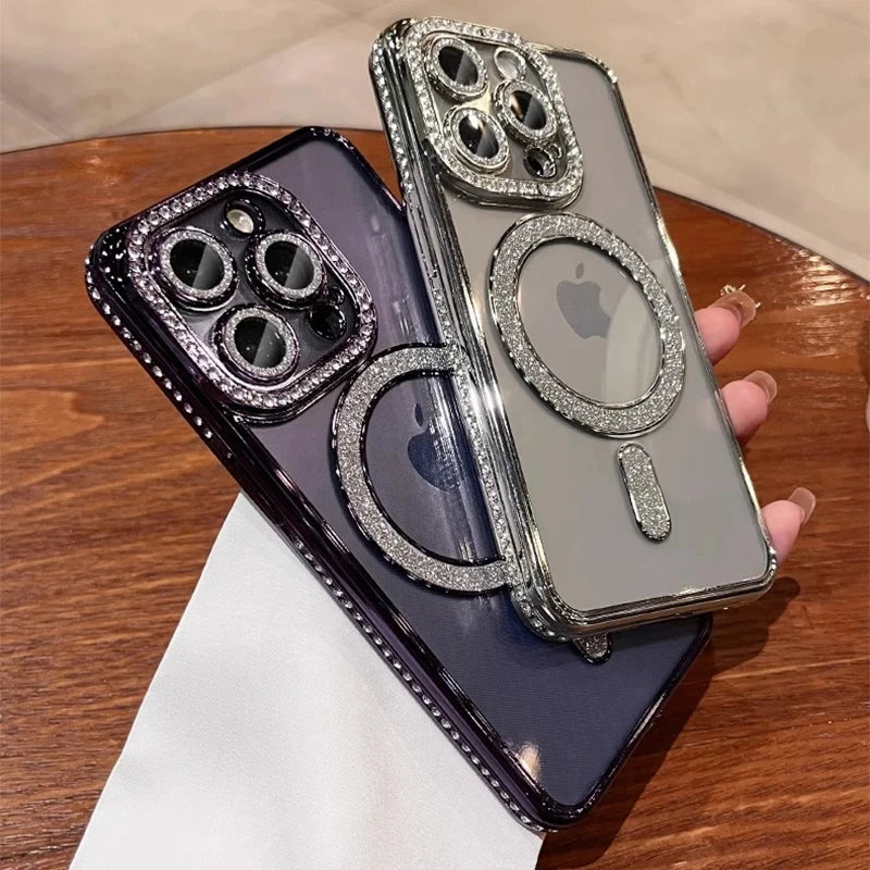 Luxury Glitter Diamond Magnetic Case for iPhone 11-17 Pro Max