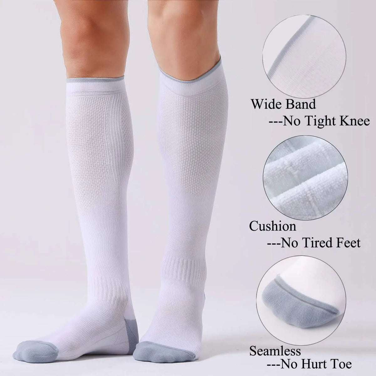 Zyvomart Unisex Knee High Graduated Compression Socks 20-30mmHg