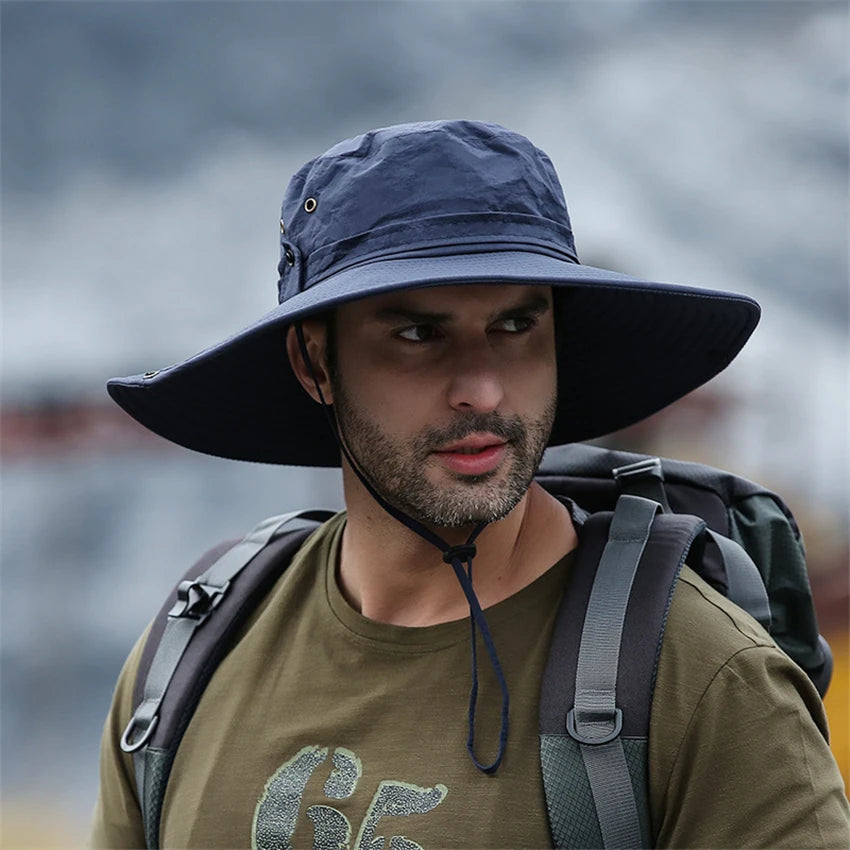 Zyvomart Men's Summer Bucket Hat Mesh Breathable Wide Brim Anti UV Fishing Cap