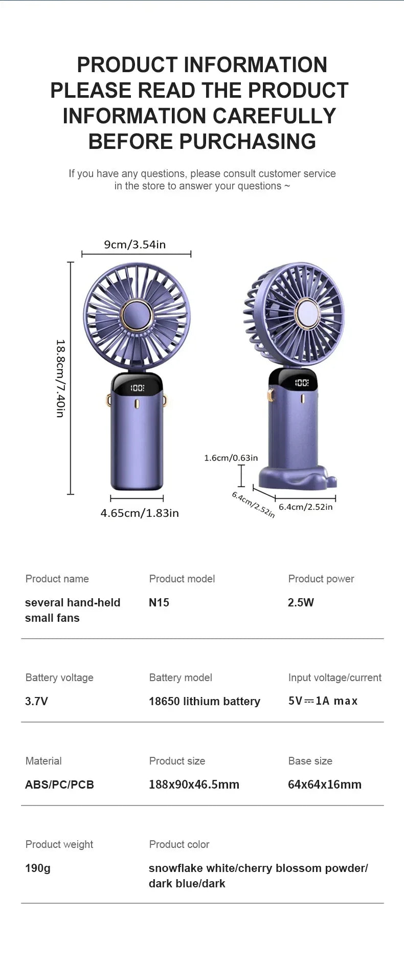 Zyvomart 5-Speed Foldable Neck Hanging Mini Fan with LED Display Screen