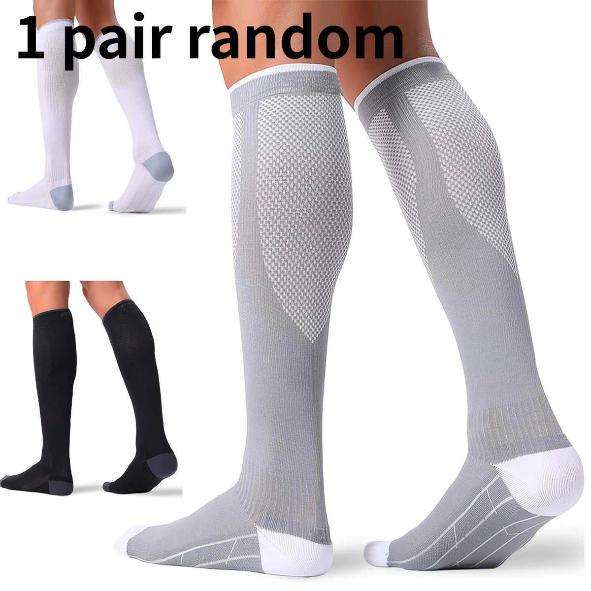 Zyvomart Unisex Knee High Graduated Compression Socks 20-30mmHg