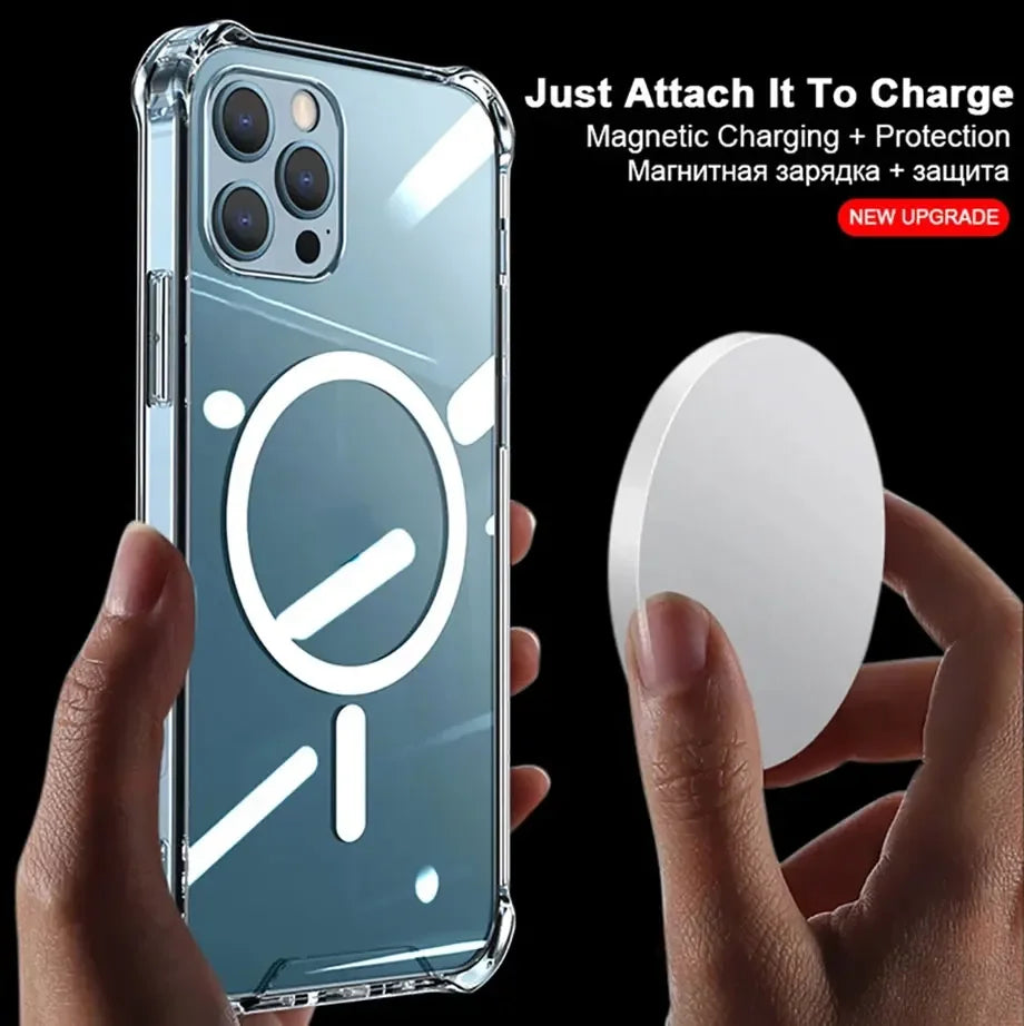 Clear Acrylic Magnetic Shockproof Case for iPhone 11-18 Pro Max