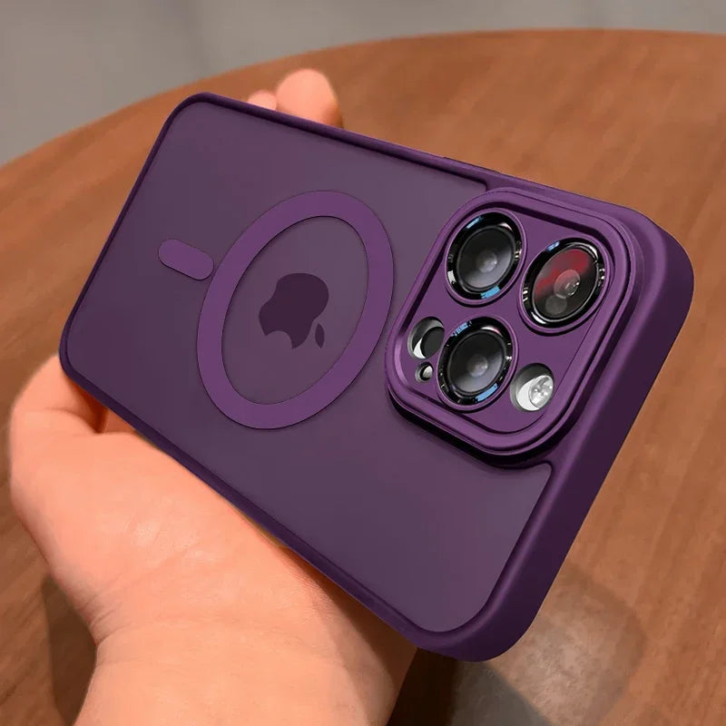 Matte Translucent Magnetic Case for iPhone 12-18 Pro Max with Lens Protector