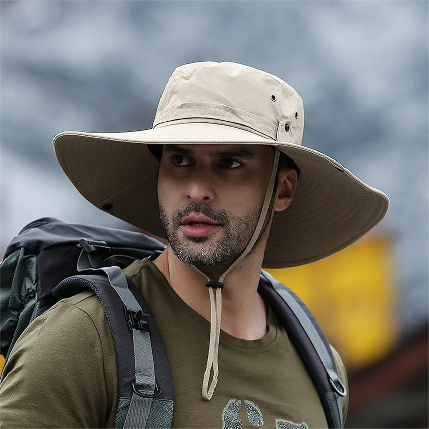 Zyvomart Men's Summer Bucket Hat Mesh Breathable Wide Brim Anti UV Fishing Cap