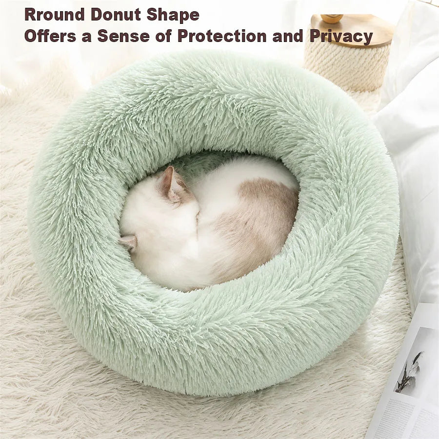 Zyvomart Soft Plush Round Donut Cat & Dog Calm Bed Washable Pad