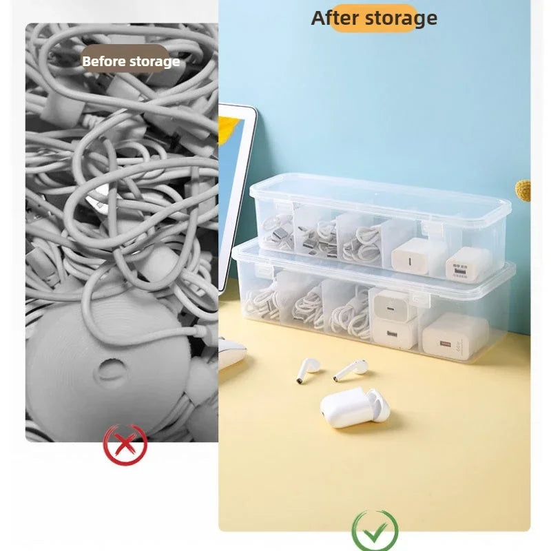 Zyvomart Transparent Data Cable Organizer Box Dustproof Desk Clutter Case