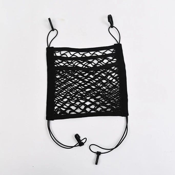 Zyvomart 3-Layer Elastic Mesh Car Storage Net Bag - Auto Interior Seat Organizer & Pet Barrier