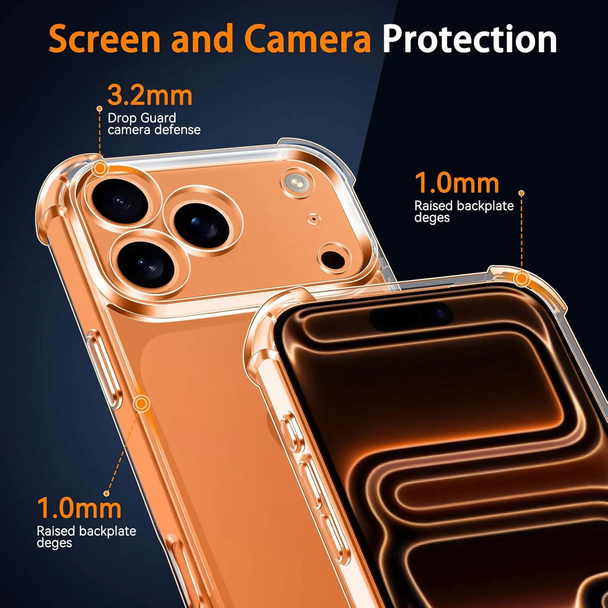 Clear Shockproof Phone Case with Soft Corners for iPhone 7-17 Pro Max