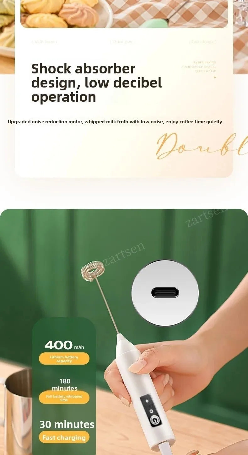 Handheld Wireless Milk Frother and Type-C Coffee Whisk