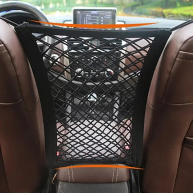 Zyvomart 3-Layer Elastic Mesh Car Storage Net Bag - Auto Interior Seat Organizer & Pet Barrier