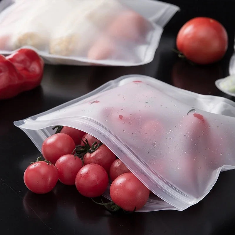 5-Piece Reusable Silicone Food Storage Bags for Refrigerator