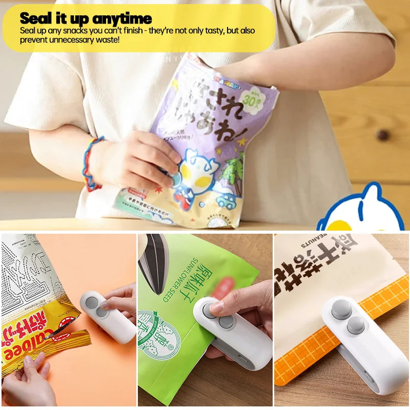 2-in-1 Rechargeable Mini Bag Sealer with Built-in Safety Cutter