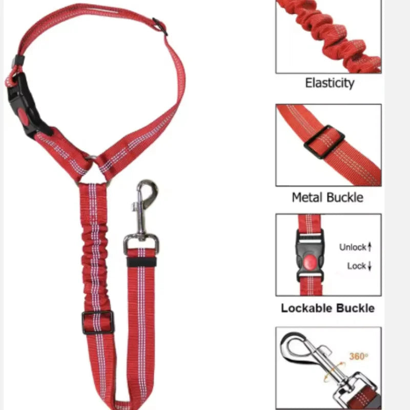 Zyvomart 2-in-1 Solid Dog Harness Leash & Adjustable Pet Car Backseat Safety Belt