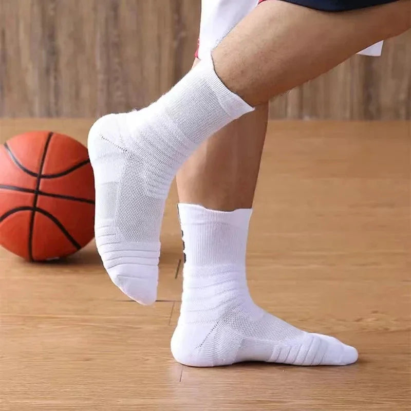 Zyvomart 3Pairs Men's Compression Socks Breathable Basketball Sports Tube Stockings